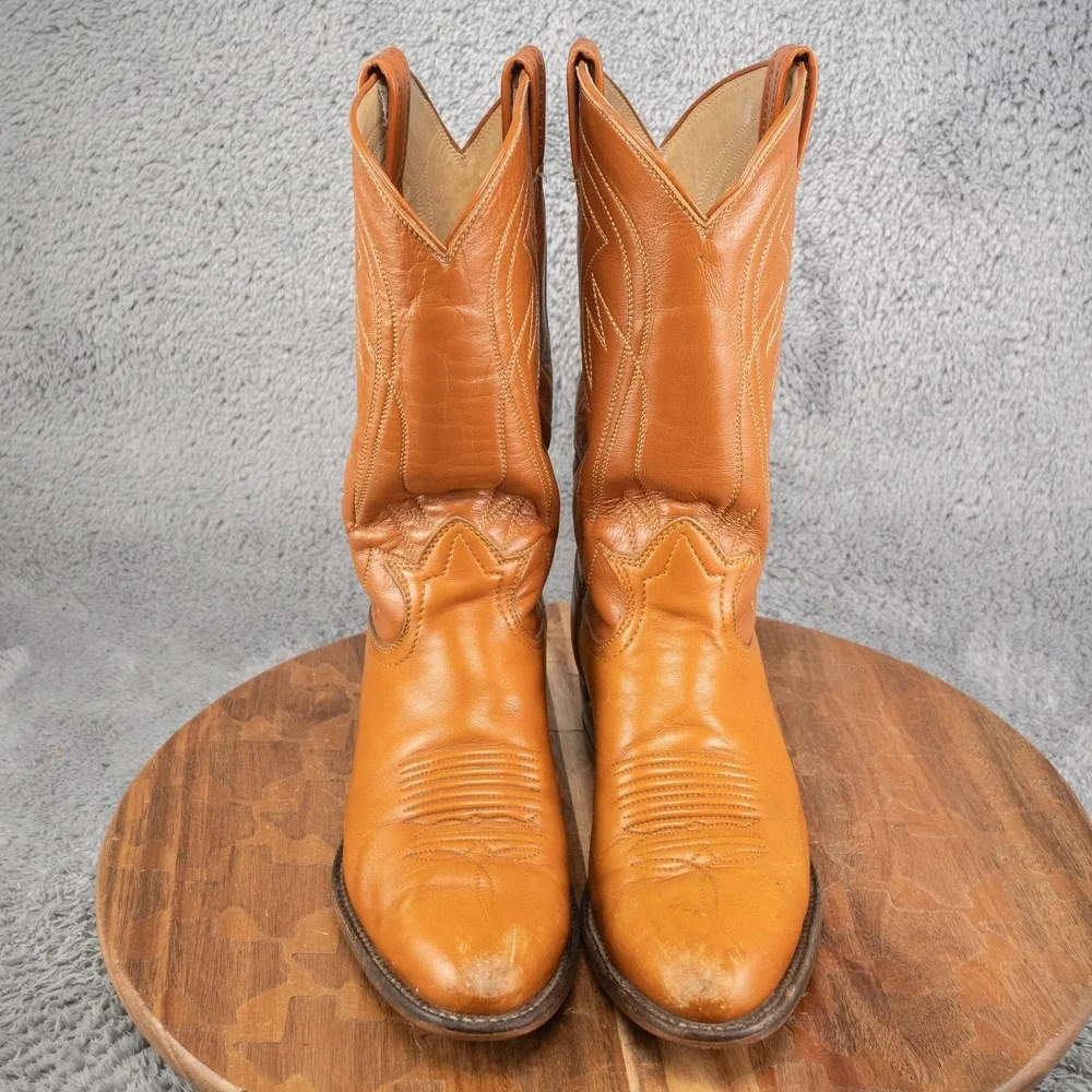VTG TONY LAMA Boots Pointy Toe Brown‎ Cognac Vintage 6 B